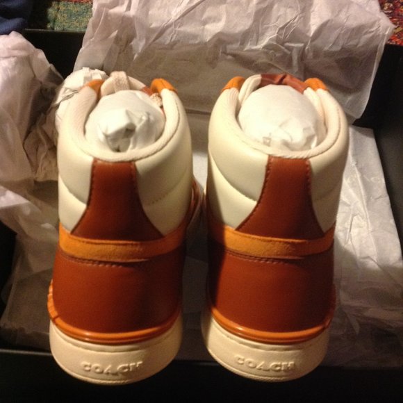 Coach men's Clip Court Multicolor Hi-Top Leather & Suede Sneakers-11D-New in Box - Picture 3 of 14